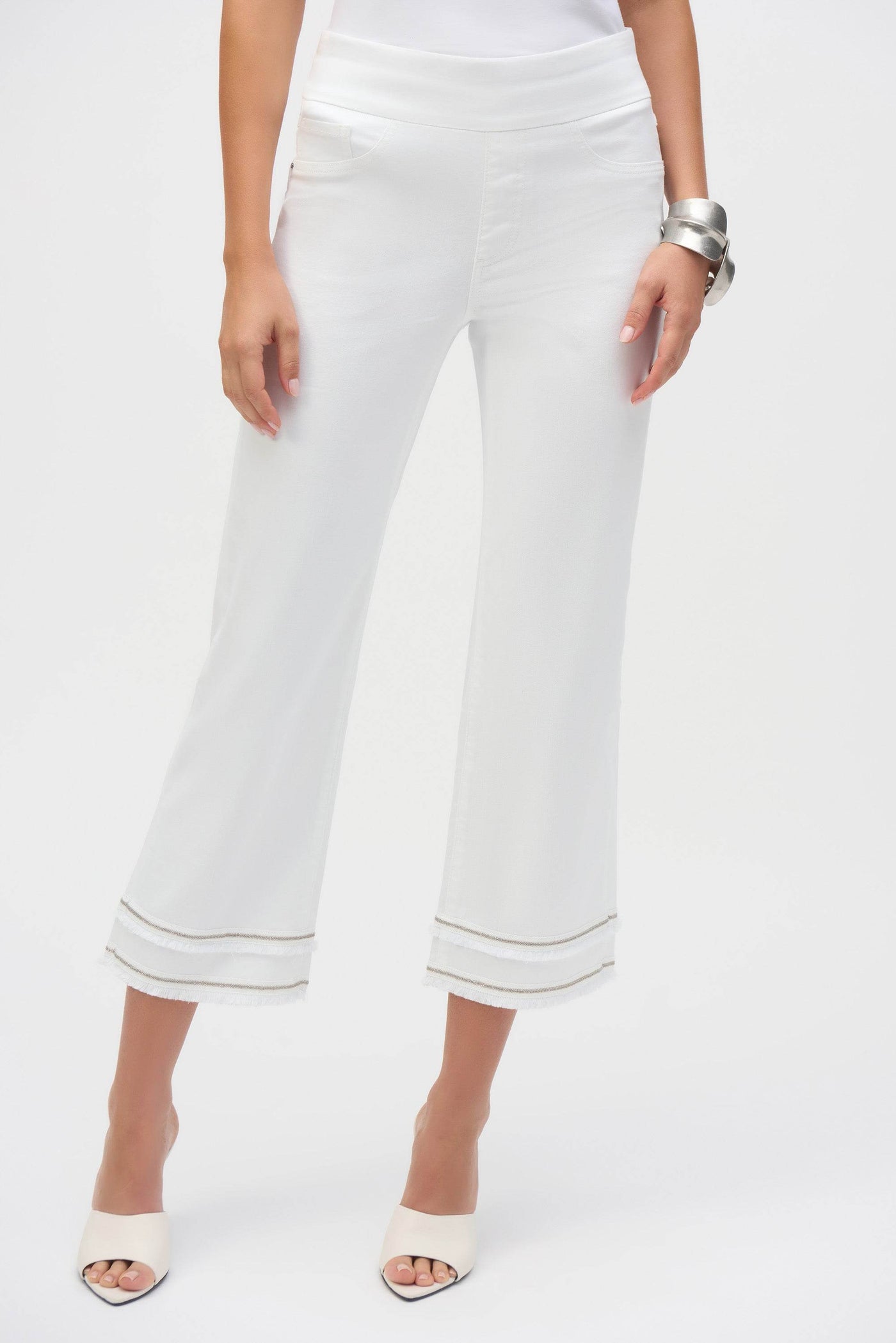 Stretch Straight Crop Pull-On Jeans with Beading - Dream Pants