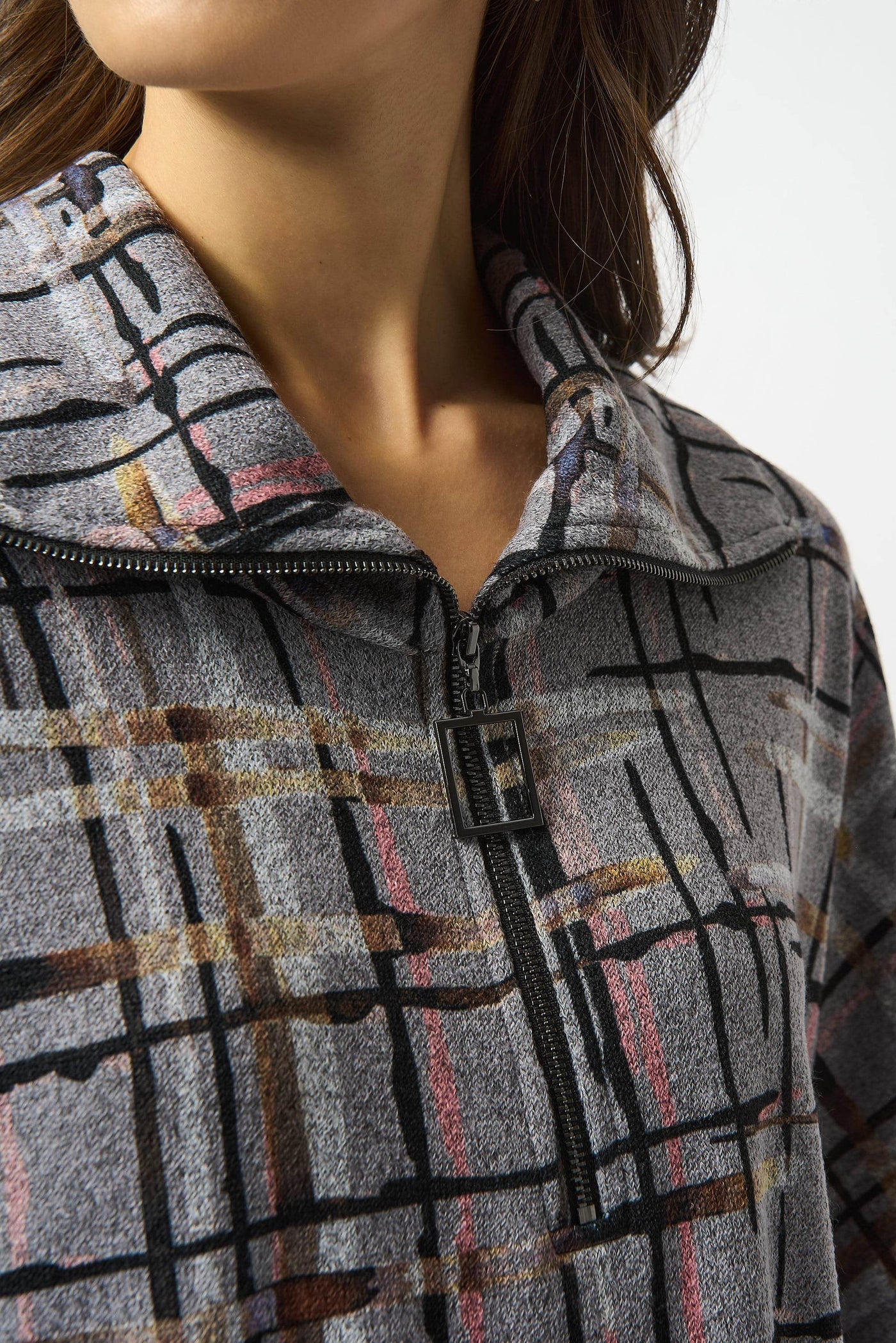 Sweater Knit Plaid Print Boxy Top - Dream Pants