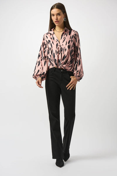 Recycled Satin Animal Print Draped Top - Dream Pants