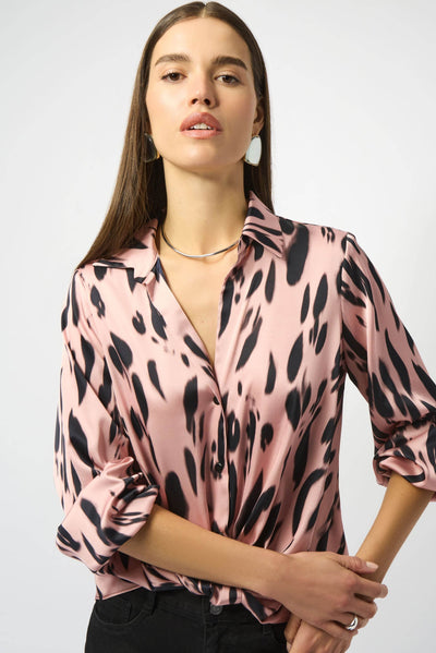 Recycled Satin Animal Print Draped Top - Dream Pants