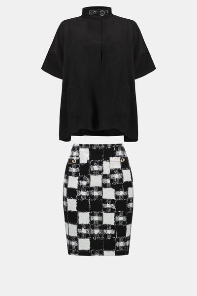 Jacquard Sweater Plaid Print Pull-On Skirt Joseph Ribkoff