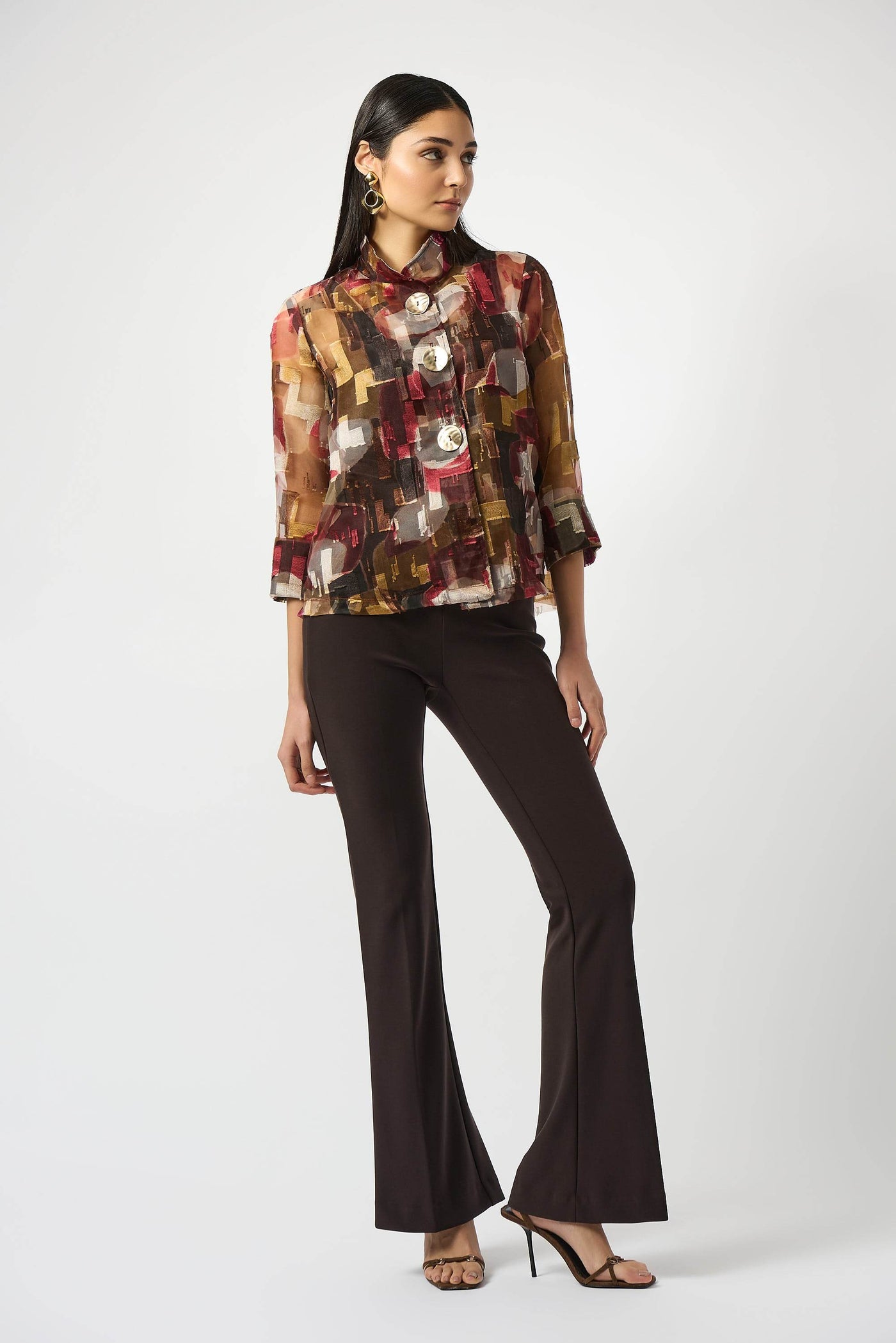 Organza Abstract Print Two-Piece Trapeze Jacket - Dream Pants