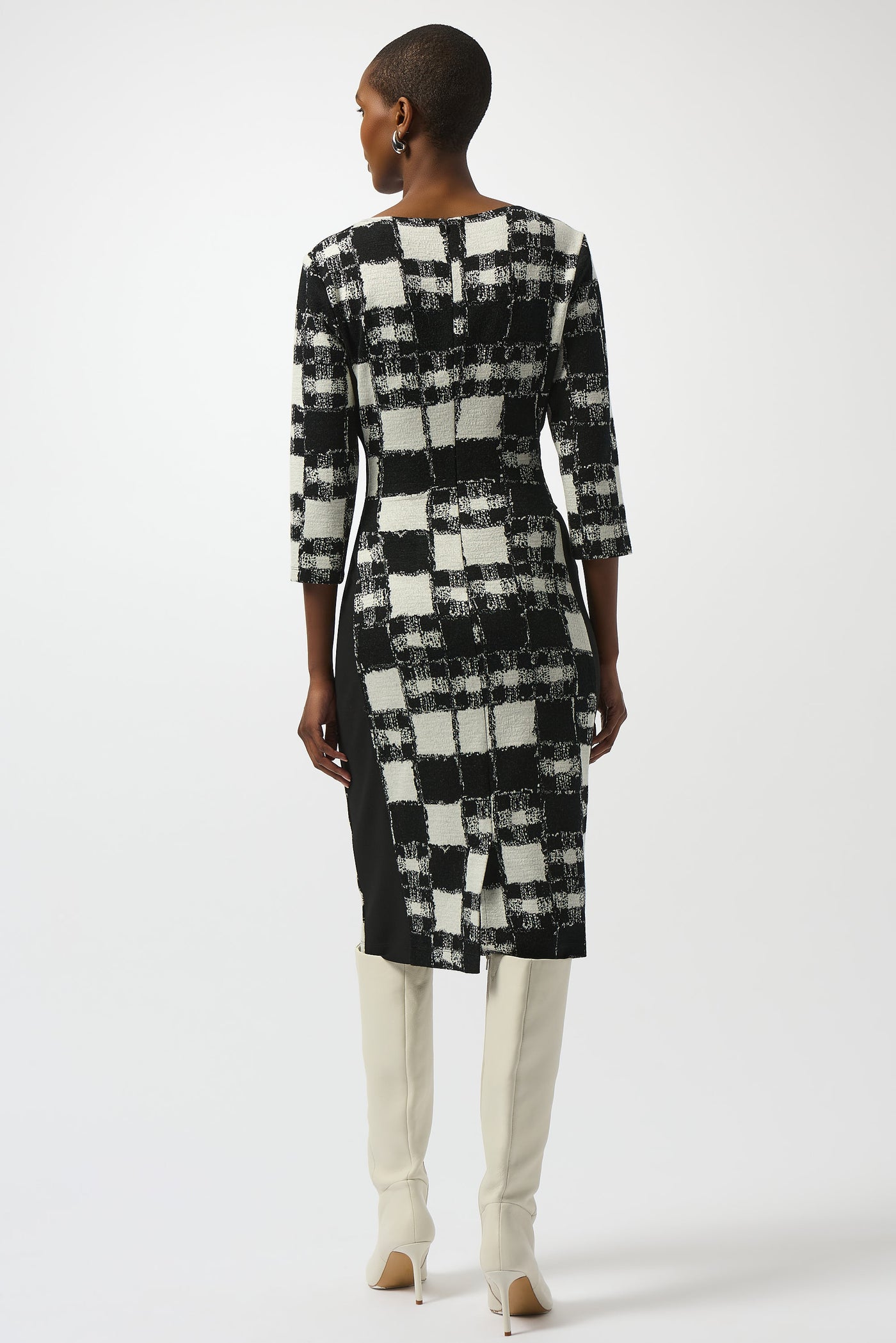 Jacquard Sweater Plaid Print Sheath Dress Joseph Ribkoff