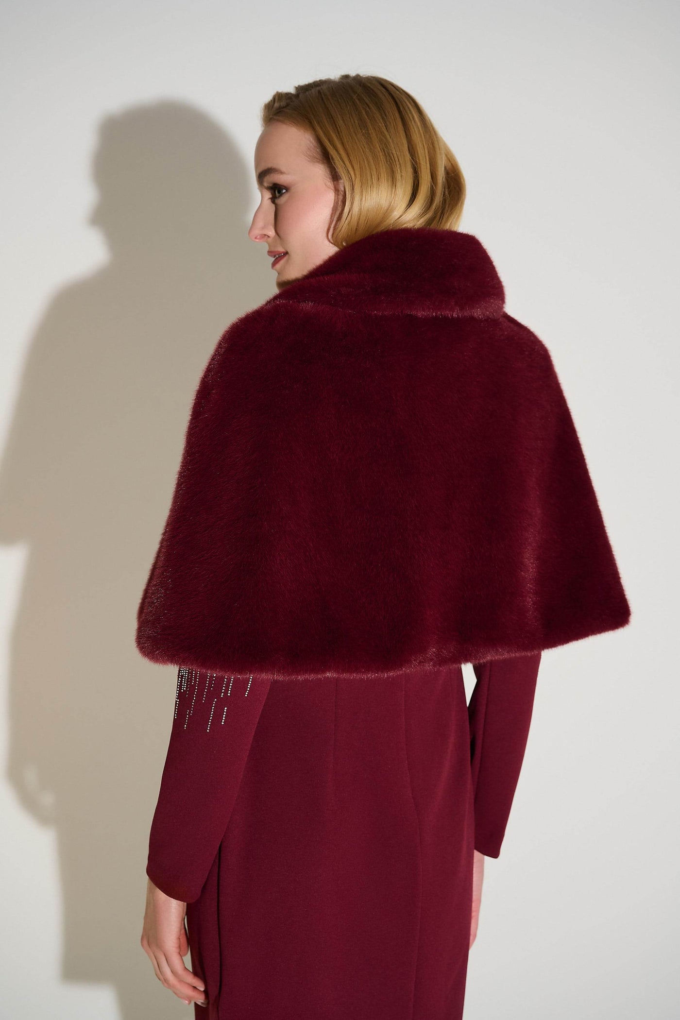 Signature Faux Fur Cape with Crystal Brooch - Dream Pants