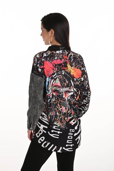 Bold Graphic Button-Up Blouse - Dream Pants