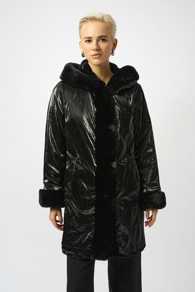 Faux Fur Reversible Hooded Coat Joseph Ribkoff