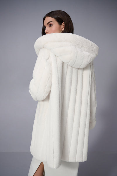 Faux Fur Reversible Hooded Coat Joseph Ribkoff