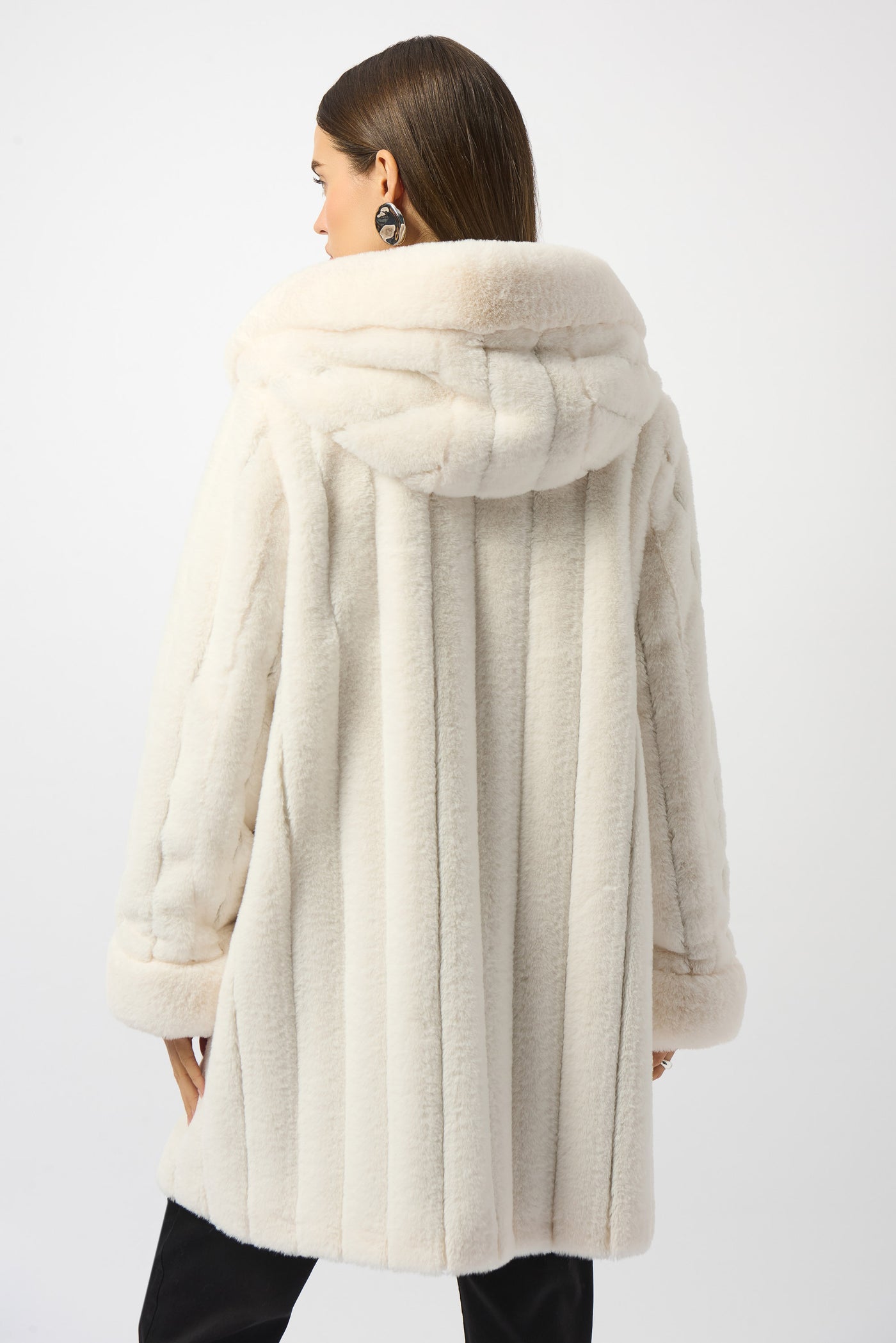 Faux Fur Reversible Hooded Coat Joseph Ribkoff