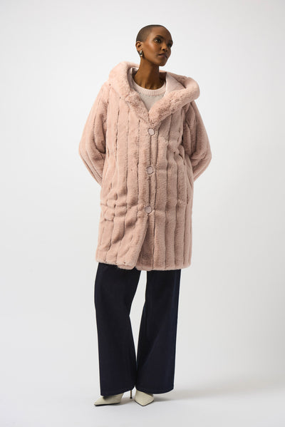 Faux Fur Reversible Hooded Coat Joseph Ribkoff
