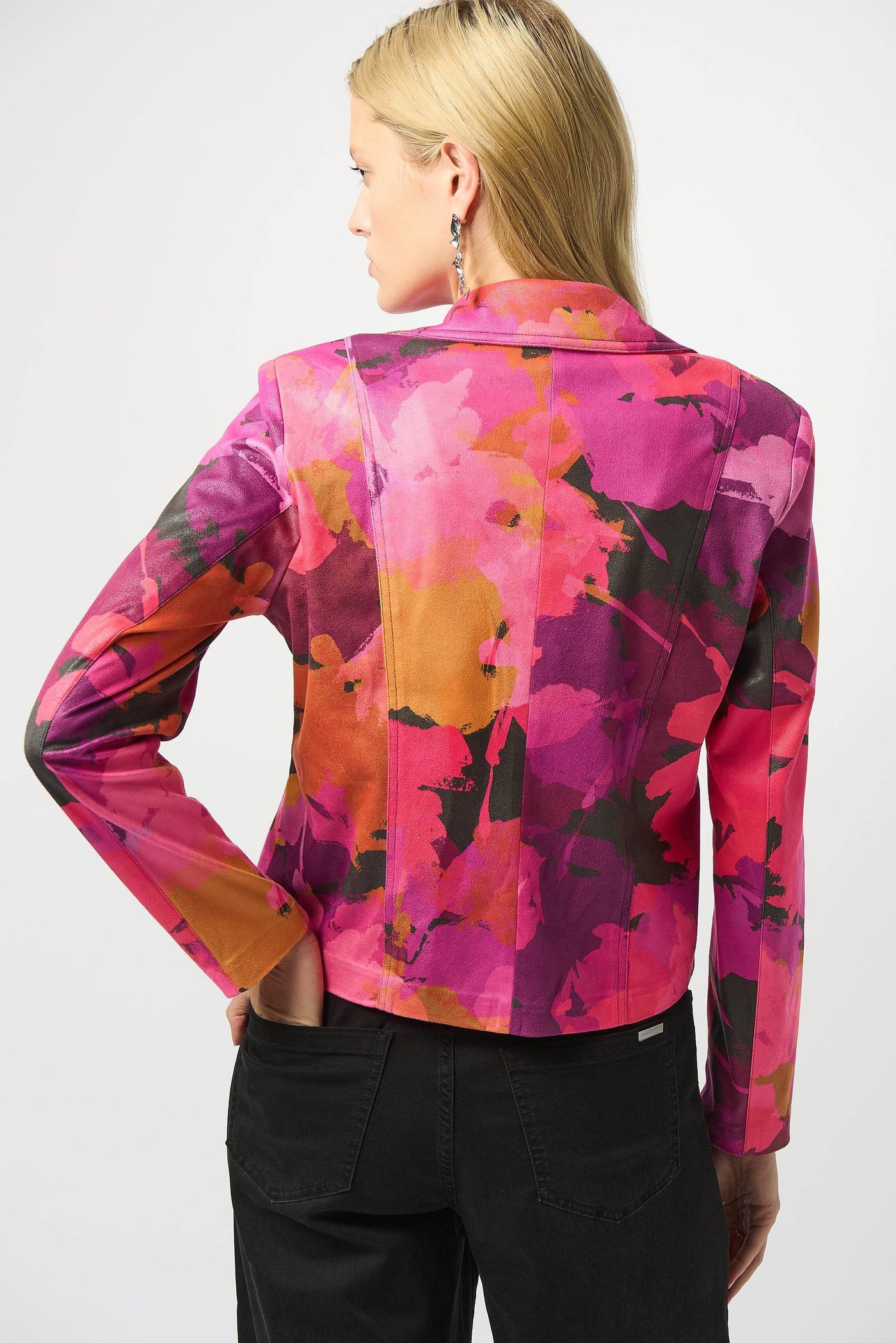 Foiled Faux Suede Abstract Print Fitted Jacket - Dream Pants