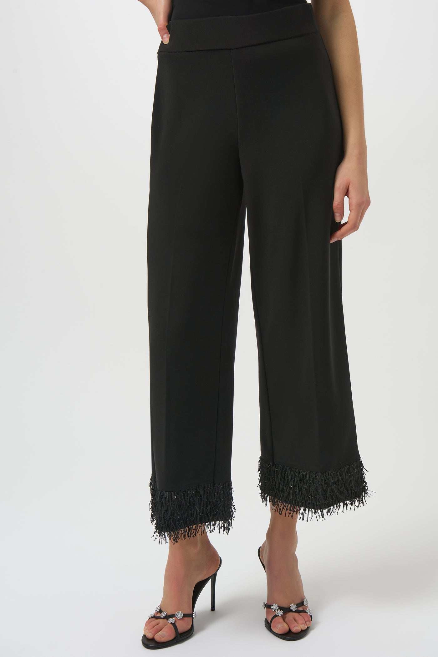 Silky Knit Culotte with Novelty Fringe Hem Joseph Ribkoff