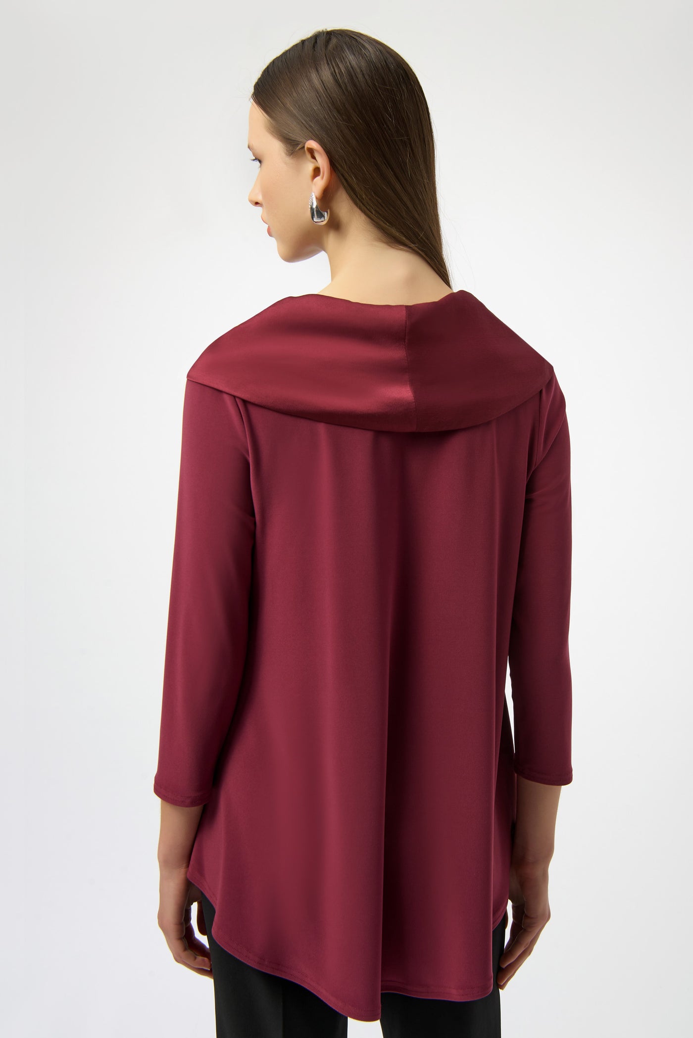 Silky Knit & Satin Cowl Neck Flared Top Joseph Ribkoff