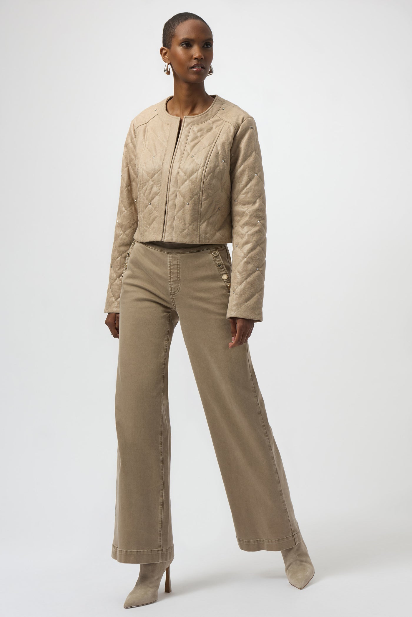 Foiled Faux Suede Diamond Quilt Studded Jacket Joseph Ribkoff