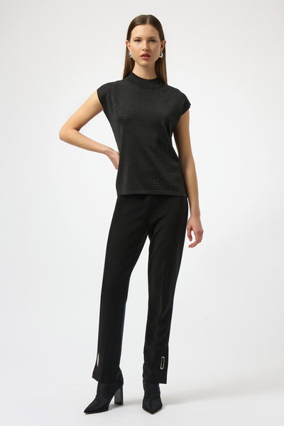 Sweater Knit Sleeveless Pullover with Iron-On Detail Joseph Ribkoff
