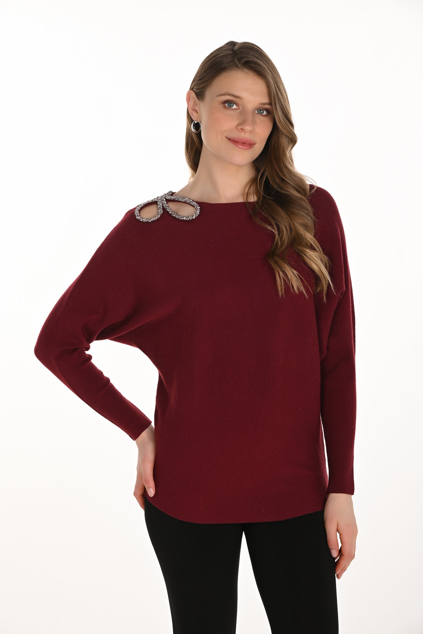 Crystal Accent Shoulder Top Frank Lyman