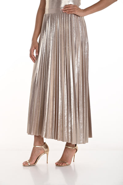 Pleated Metallic Midi Skirt Frank Lyman