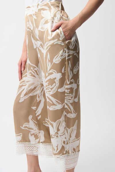 Recycled Satin Floral Print Pull-On Culotte Pants Joseph Ribkoff