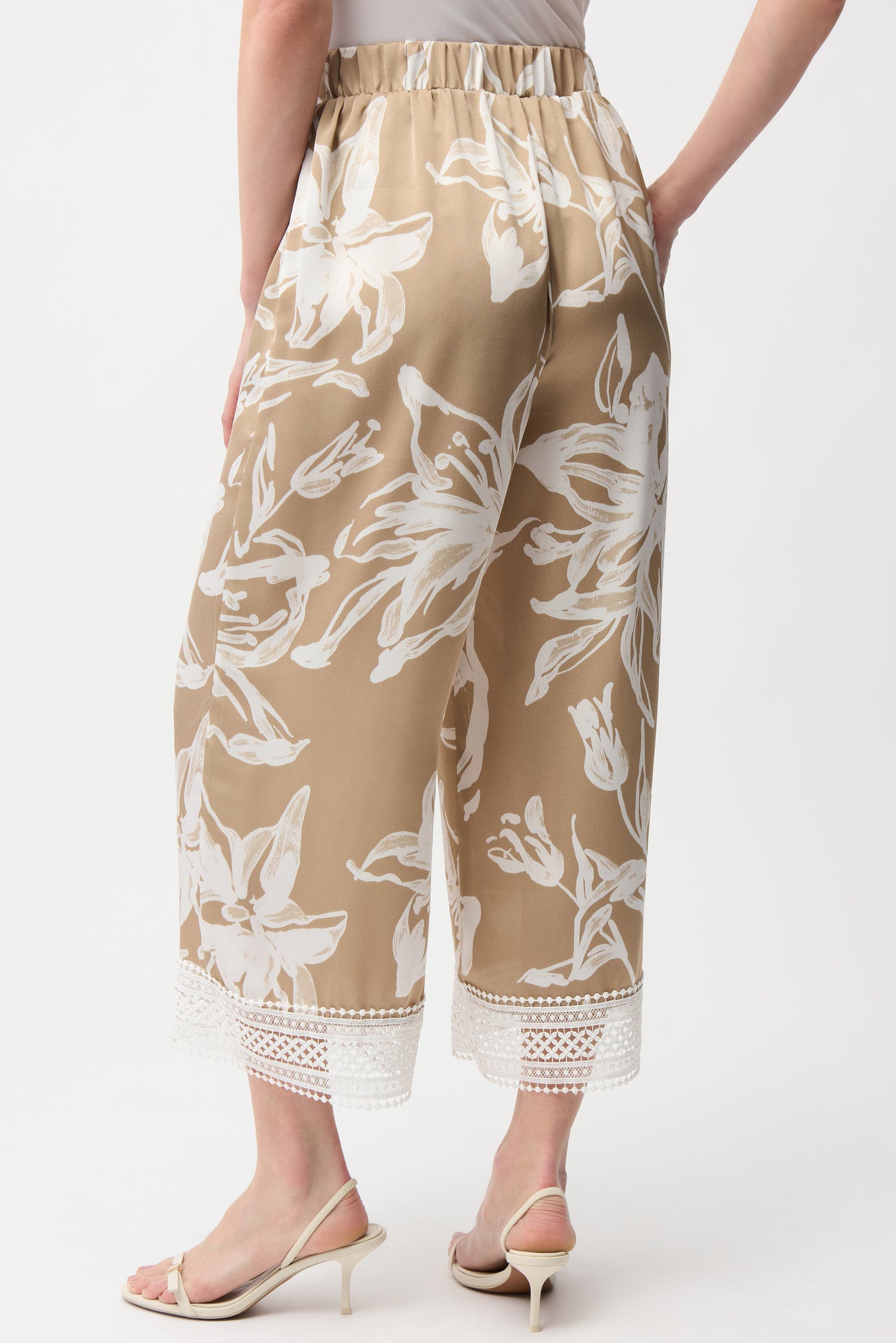 Recycled Satin Floral Print Pull-On Culotte Pants Joseph Ribkoff