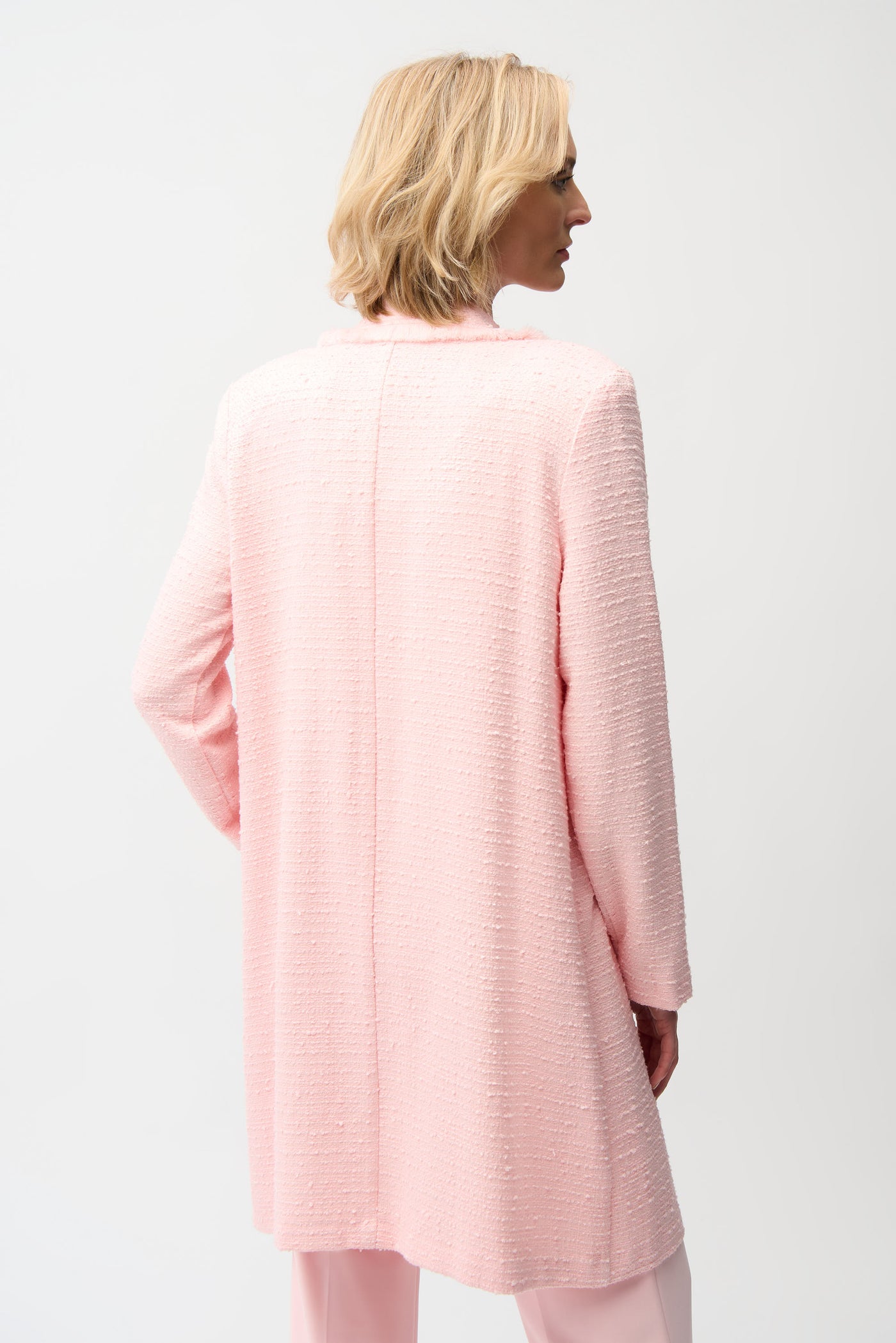 Bouclé Straight Coat With Fringe Detail Joseph Ribkoff