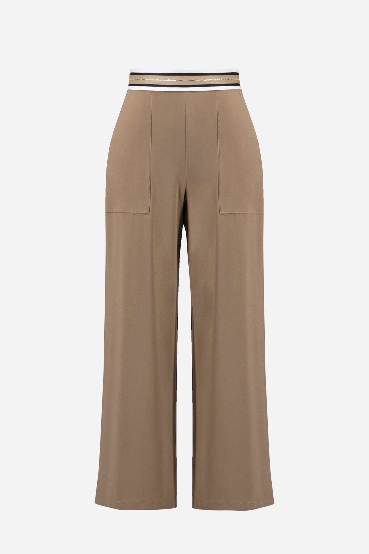 Silky Knit Wide Leg Pull-On Pants With Stripe Waistband Joseph Ribkoff
