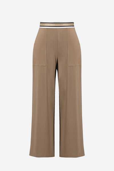 Silky Knit Wide Leg Pull-On Pants With Stripe Waistband Joseph Ribkoff