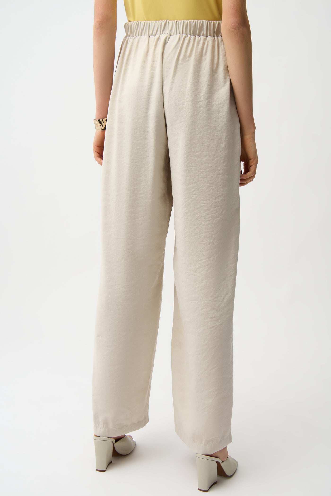Recycled Textured Woven Wide Leg Pull-On Pants Joseph Ribkoff