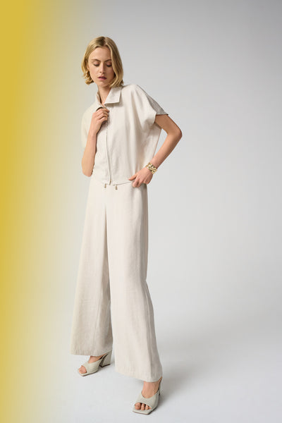 Recycled Textured Woven Wide Leg Pull-On Pants Joseph Ribkoff