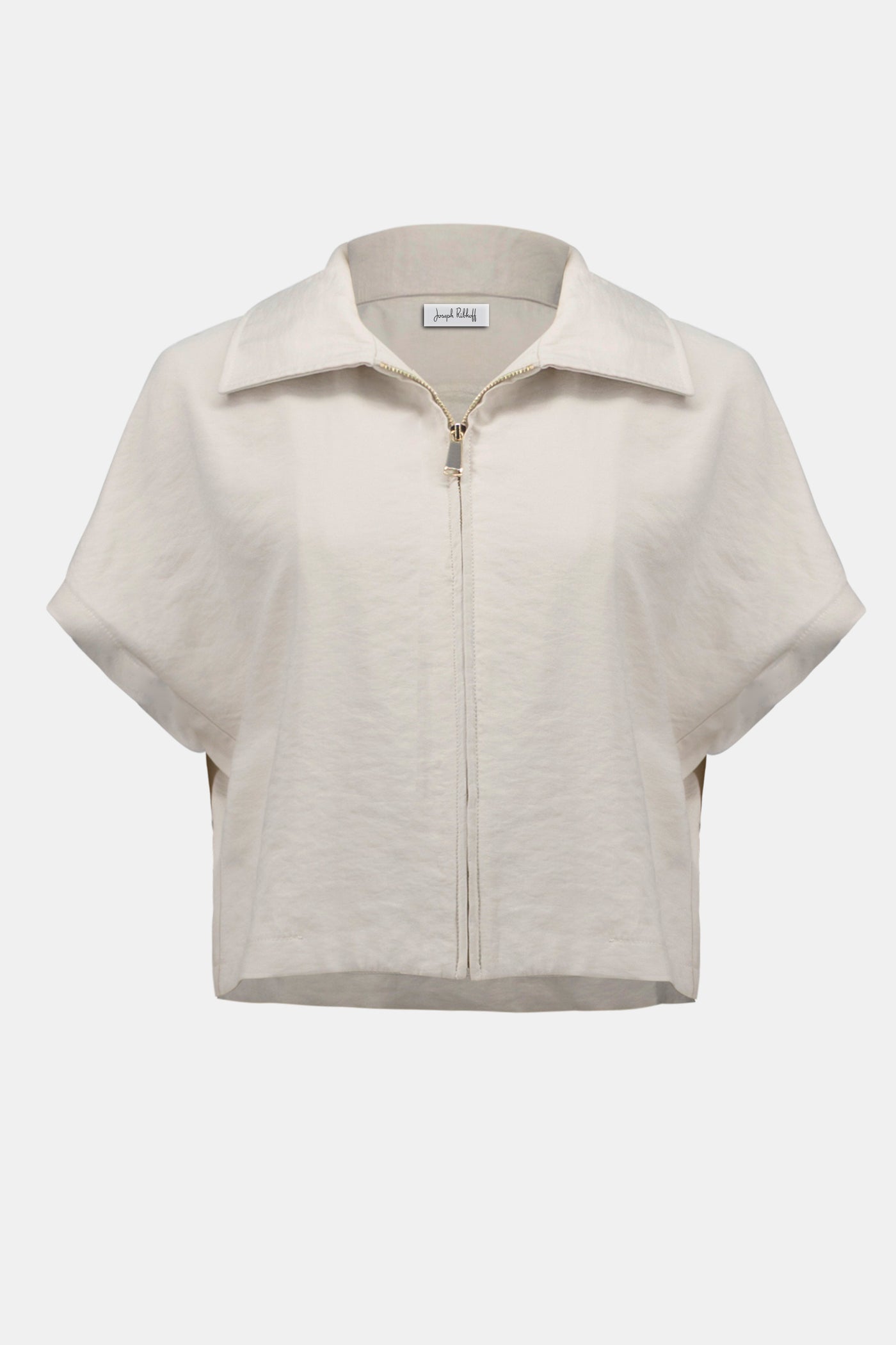 Recycled Textured Woven Boxy Jacket With Zipper Front Joseph Ribkoff