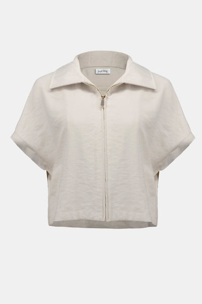 Recycled Textured Woven Boxy Jacket With Zipper Front Joseph Ribkoff