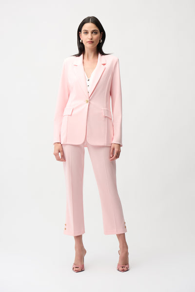 Silky Knit Fitted Blazer With Statement Button Joseph Ribkoff