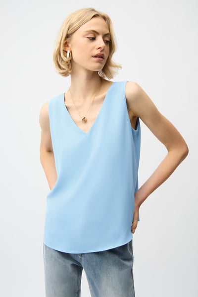 Woven Twill Sleeveless Straight Top With V-neckline Joseph Ribkoff