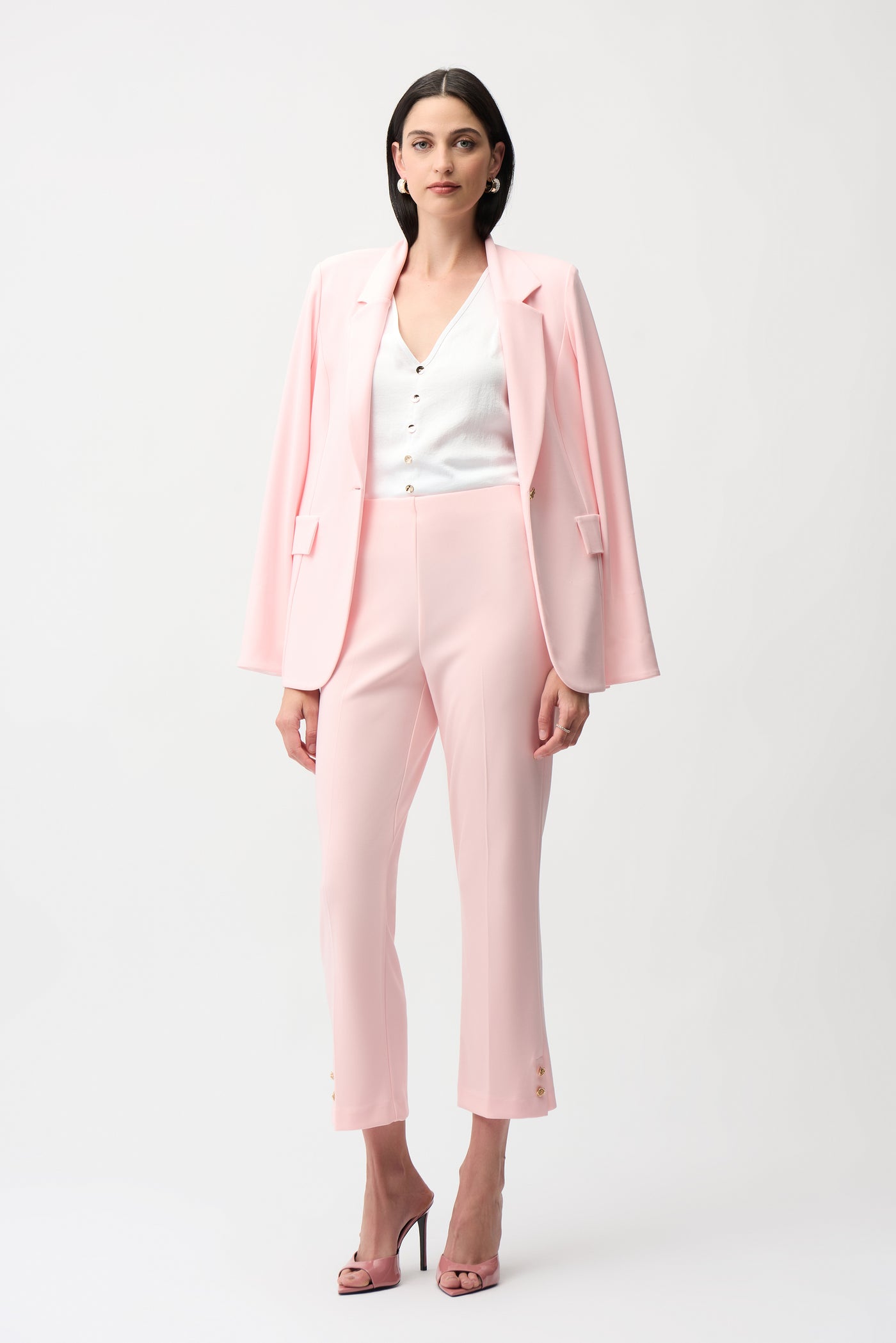 Recycled Satin Boxy Top With Gold Buttons Joseph Ribkoff