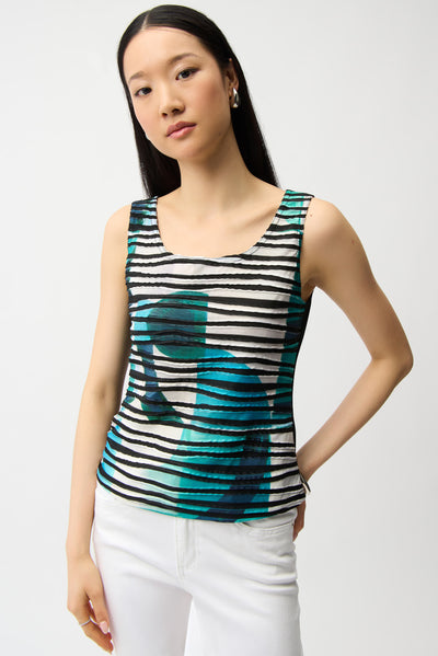 Cascade Knit Geometric Print Peplum Jacket and Camisole Set Joseph Ribkoff