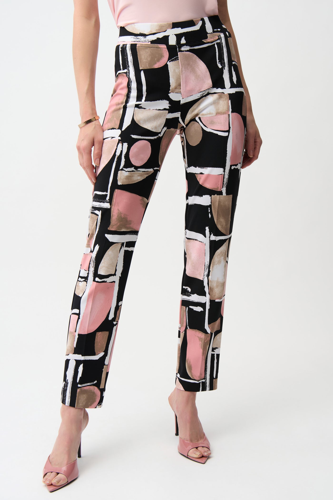 Silky Knit Abstract Print Straight Pull-On Pants Joseph Ribkoff