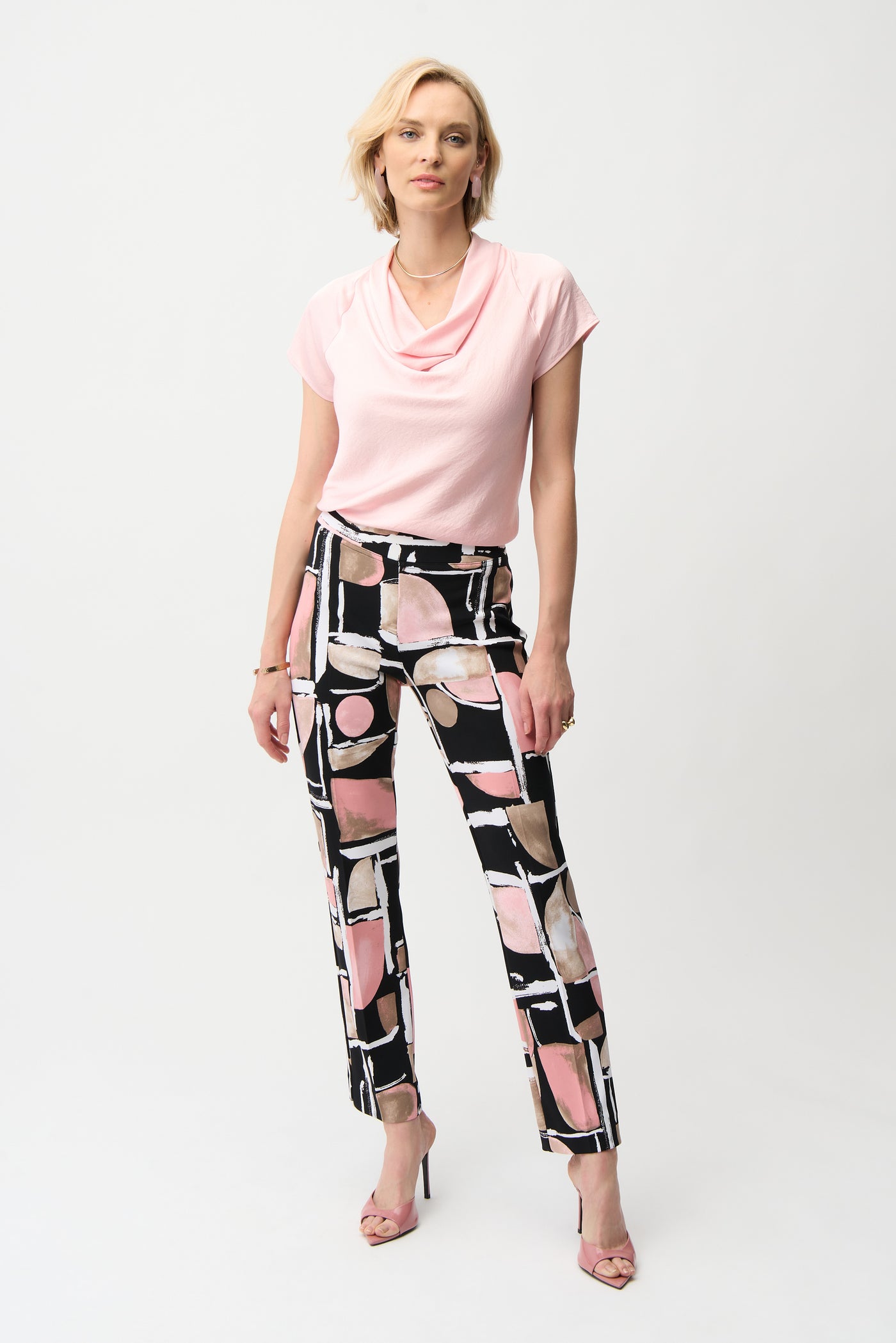 Silky Knit Abstract Print Straight Pull-On Pants Joseph Ribkoff