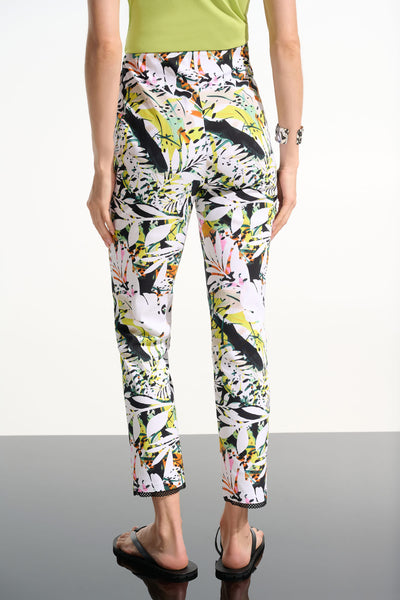 Millennium Tropical Print Pull-On Pants With Mesh Detail 261603 Joseph Ribkoff