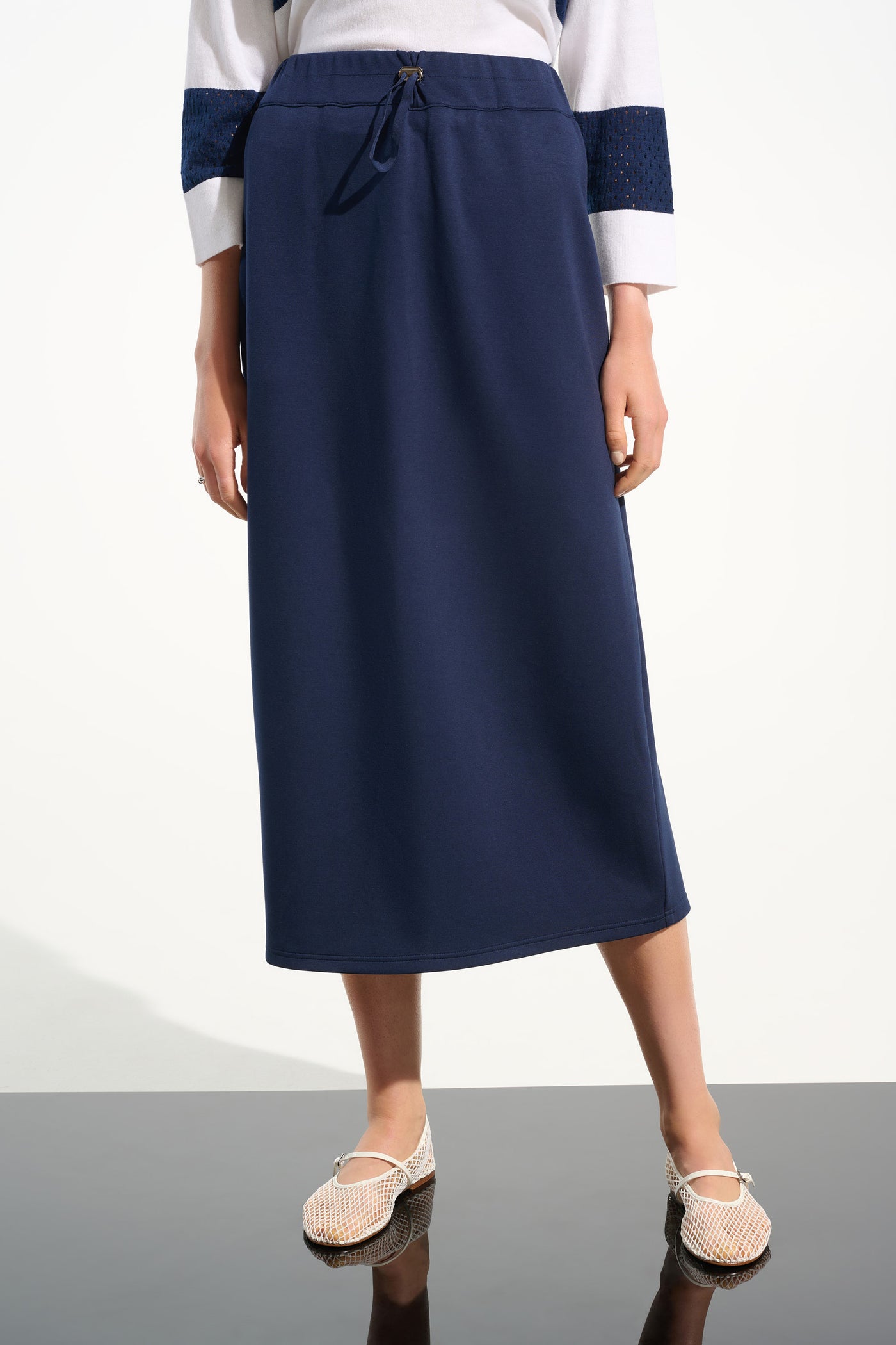 Scuba Jersey Pull-On Skirt With Drawstring Waist Joseph Ribkoff