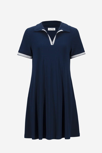 Silky Knit Trapeze Dress With Polo Collar Joseph Ribkoff