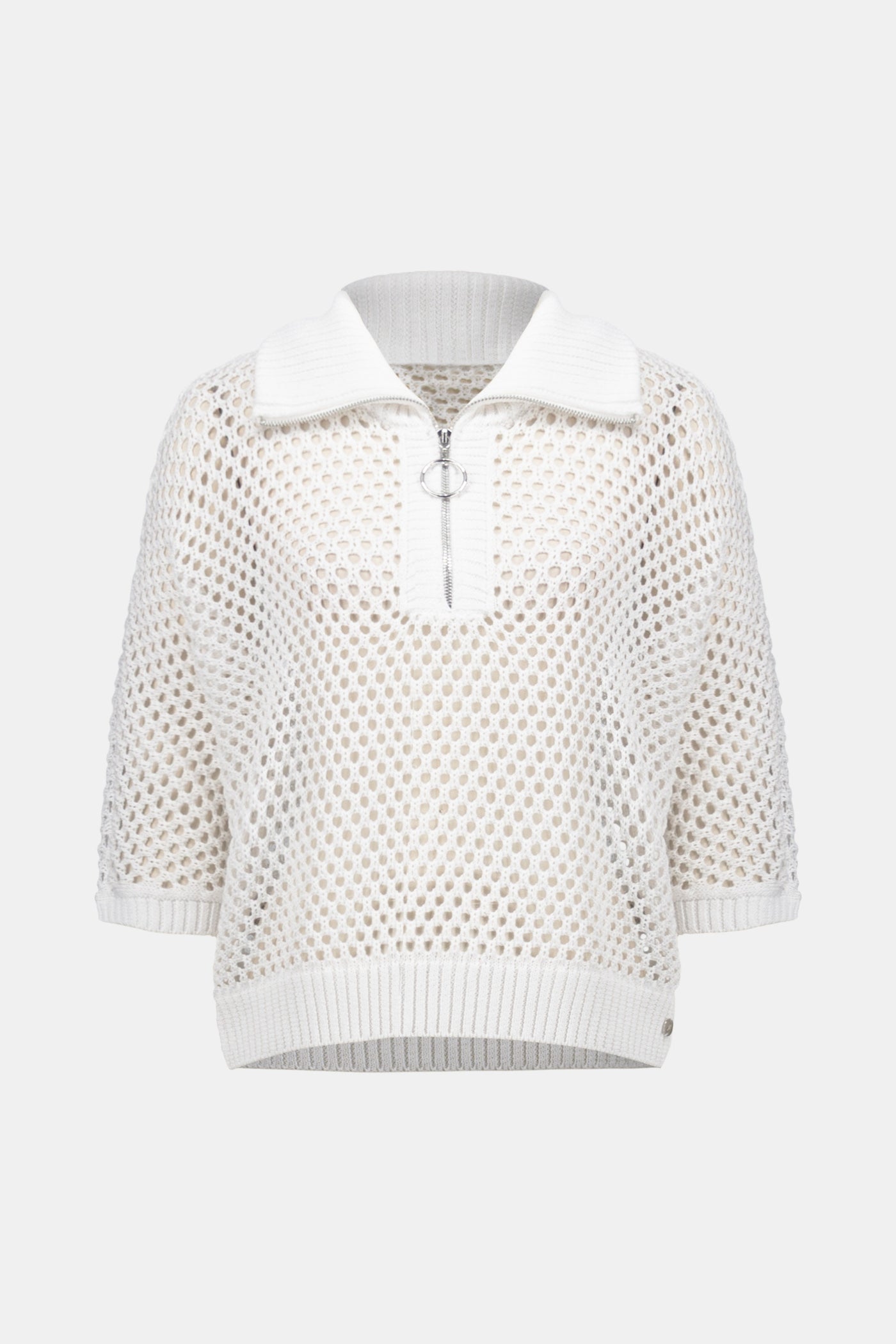 Vicscose Blend Boxy Sweater Knit With Zipped Neckline Joseph Ribkoff