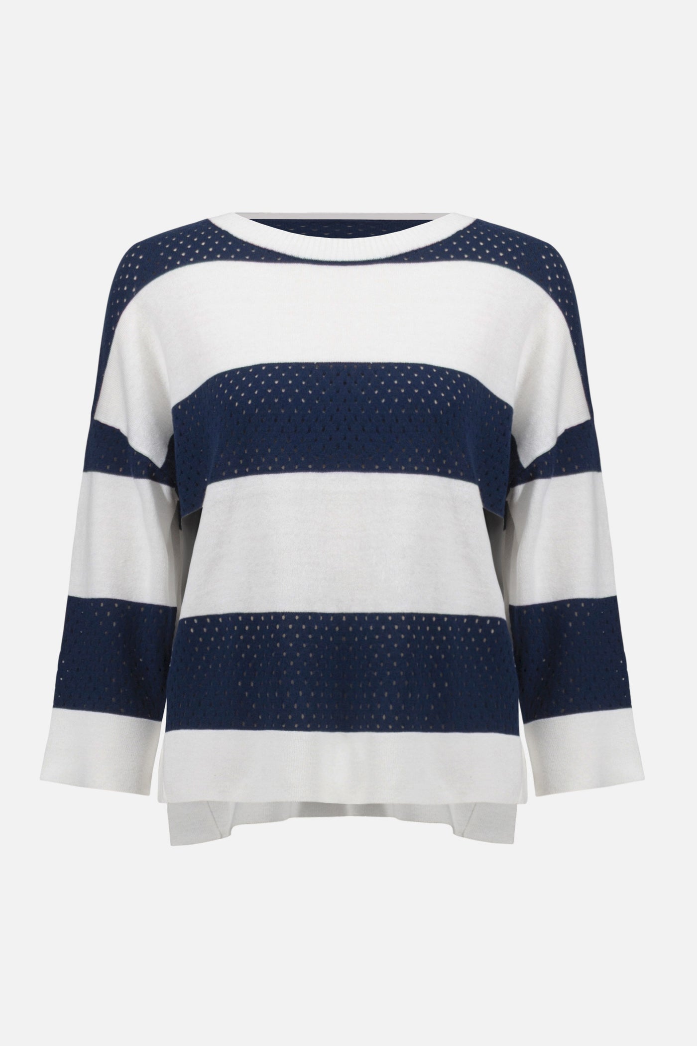 Cotton Blend Stripe Print Crewneck Sweater Joseph Ribkoff
