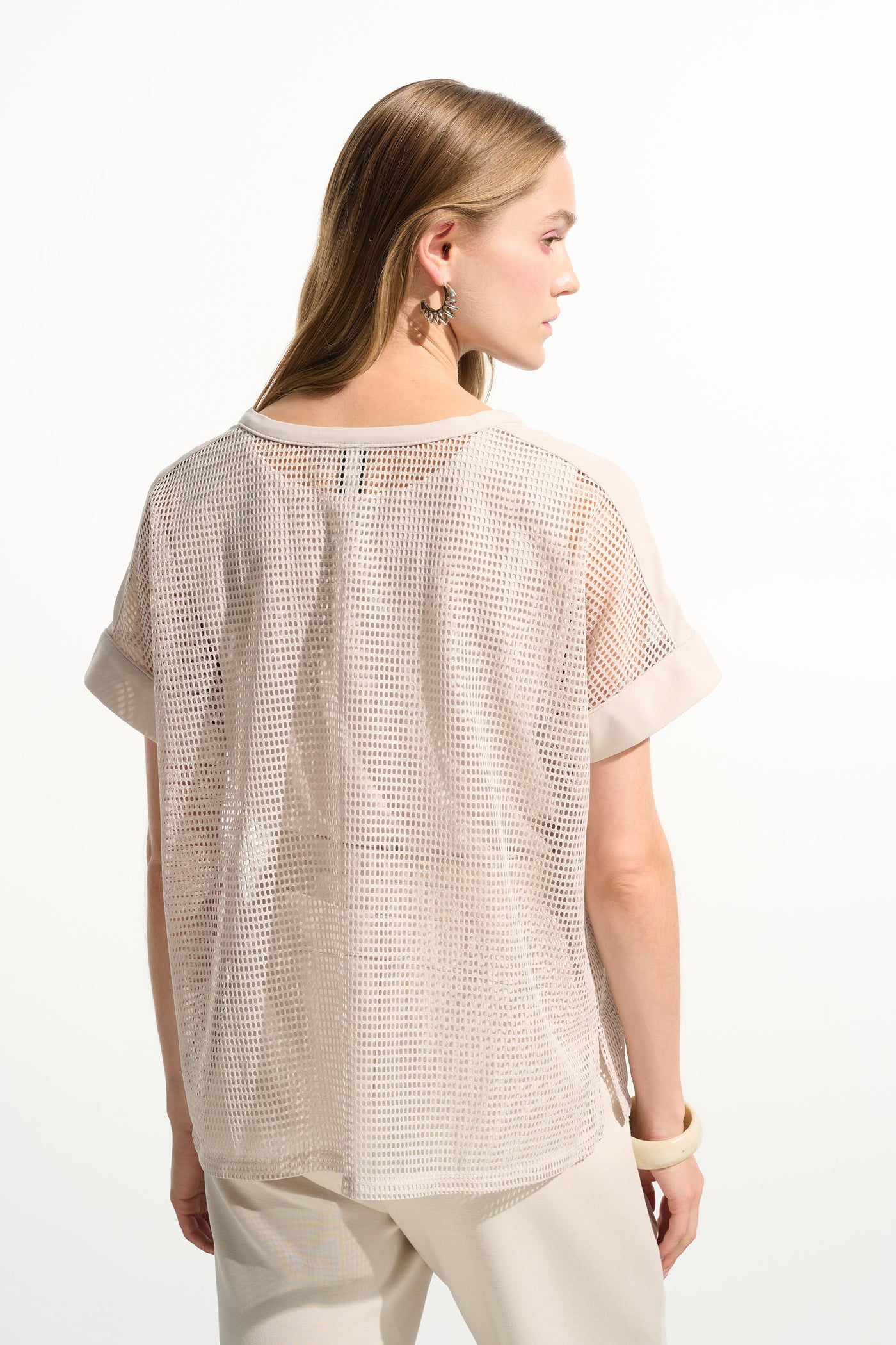 Silky Knit and Mesh Straight Top Joseph Ribkoff