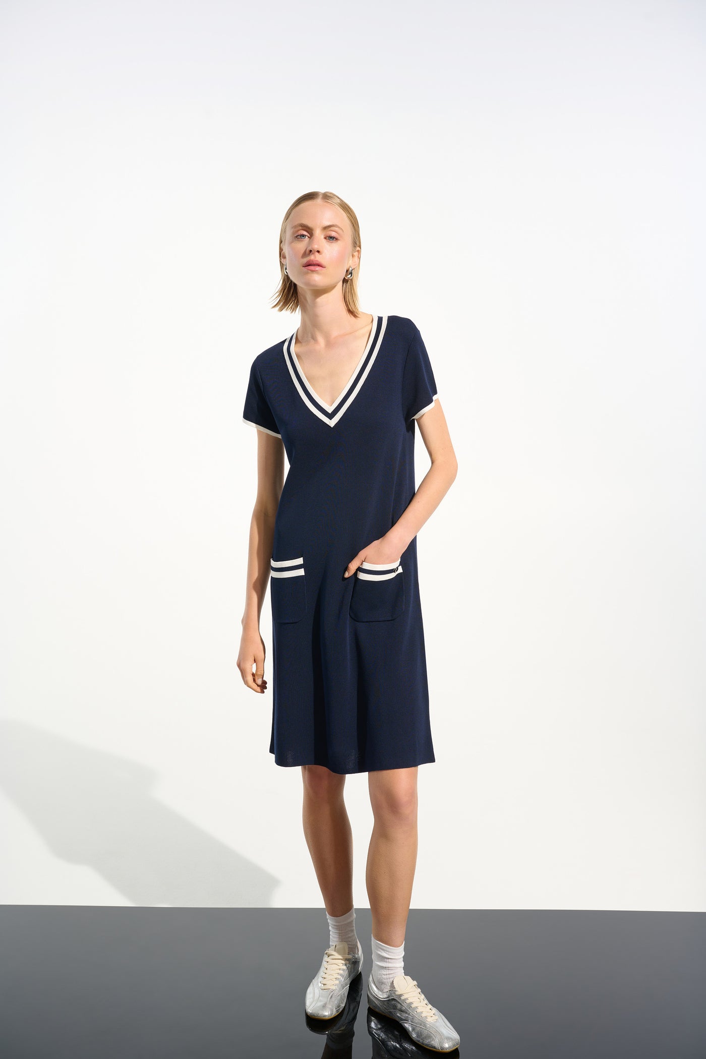 Viscose Knit A-Line Dress With Rib Trim Joseph Ribkoff