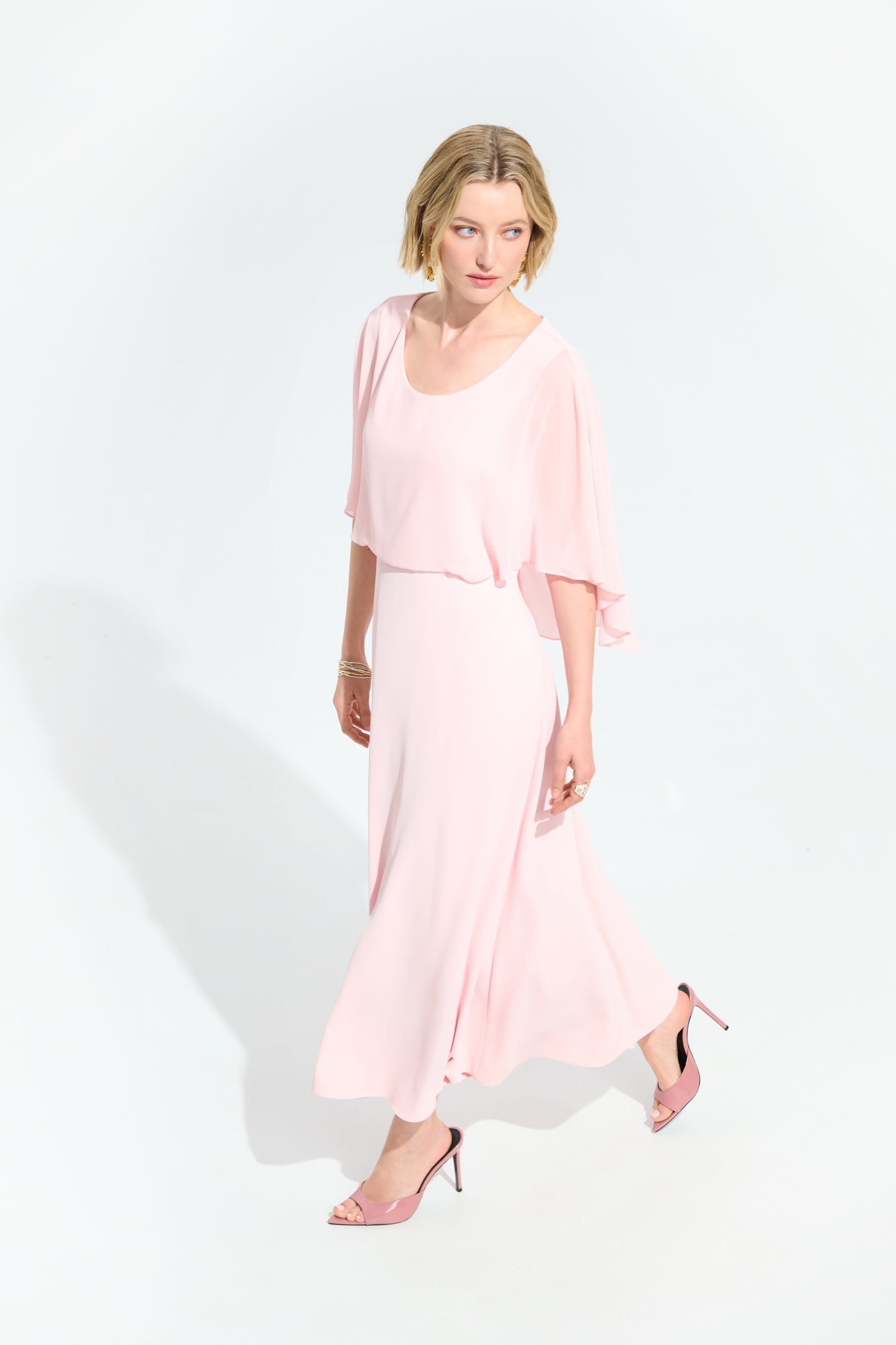 Signature | Woven Twill A-Line Dress With Chiffon Overlay Joseph Ribkoff