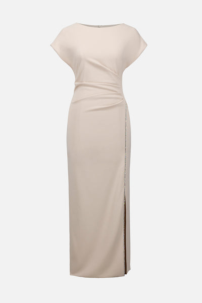 Signature | Scuba Crepe Sheath Gown With Rhinestones Piping Joseph Ribkoff