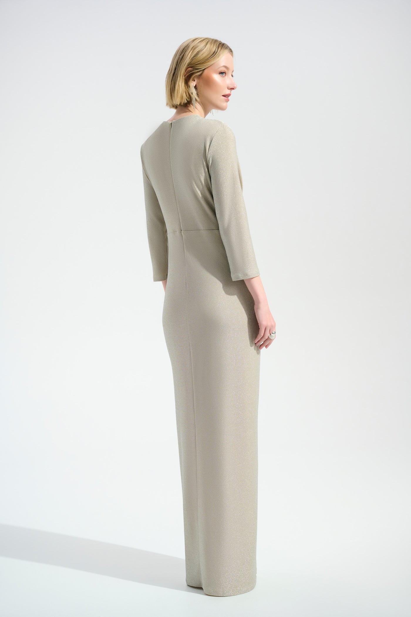 Sparkle Knit Sheath Gown With Draped Front Joseph Ribkoff