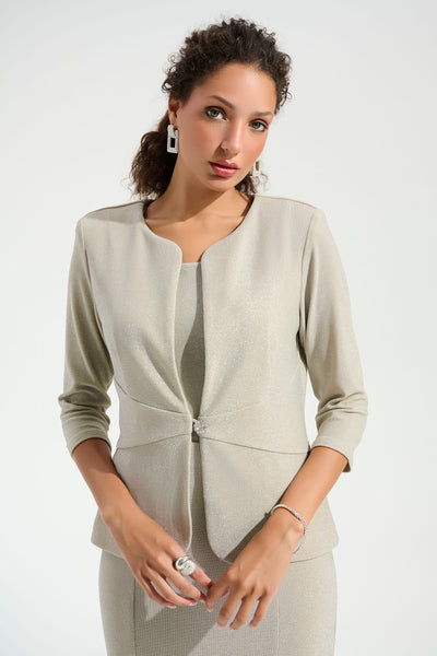 Sparkle Knit Fitted Jacket And Cami Set With Rhinestones Button Joseph Ribkoff