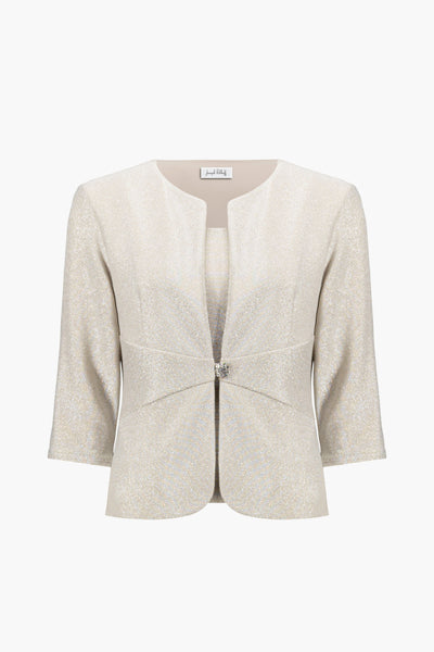 Sparkle Knit Fitted Jacket And Cami Set With Rhinestones Button Joseph Ribkoff
