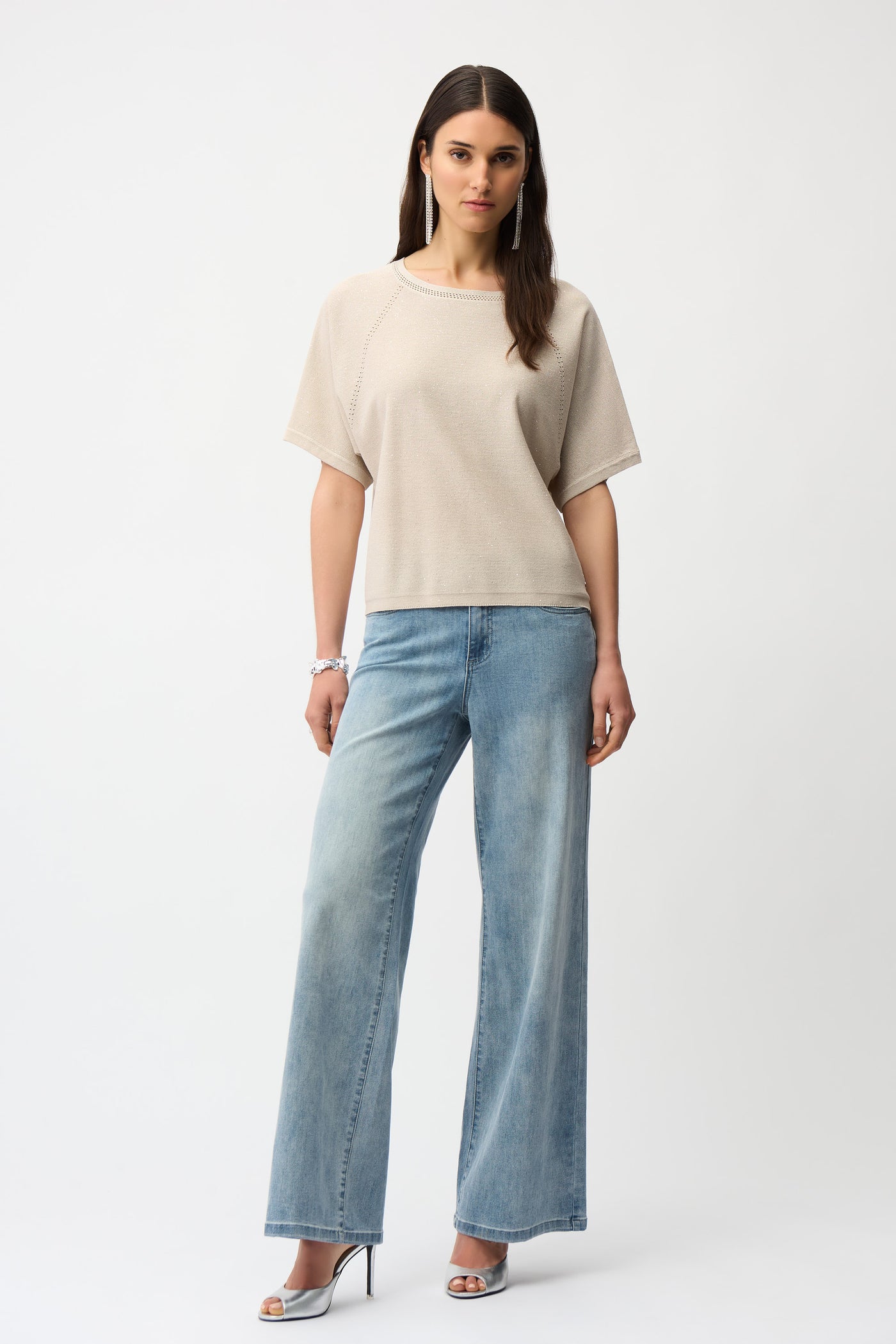 Sequins Yarn Short Sleeve Sweater Joseph Ribkoff