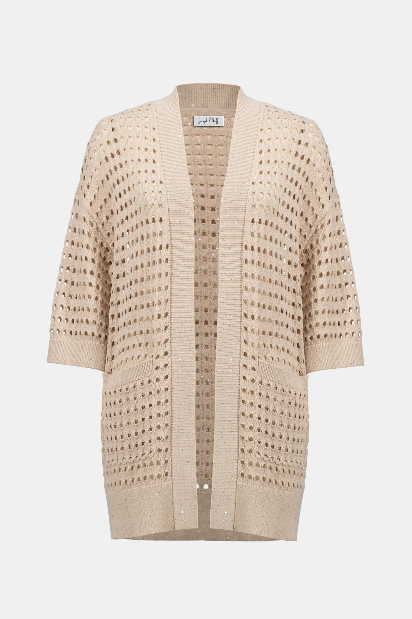 Cotton Blend Open Stitch Boxy Cardigan Joseph Ribkoff