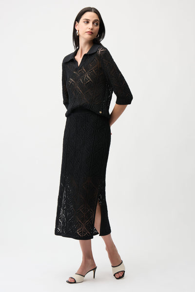 Cotton Blend Open Stitch Pencil Skirt Joseph Ribkoff